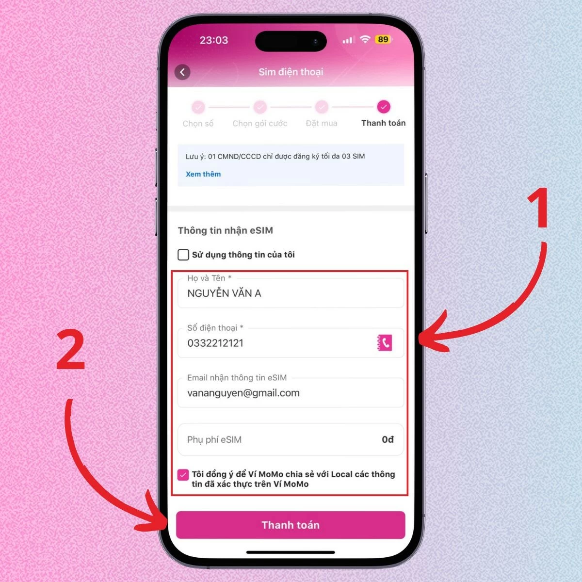 Cách mua eSIM chính chủ trên ứng dung MoMo nhanh chóng Cách mua eSIM chính chủ trên ứng dung MoMo nhanh chóng