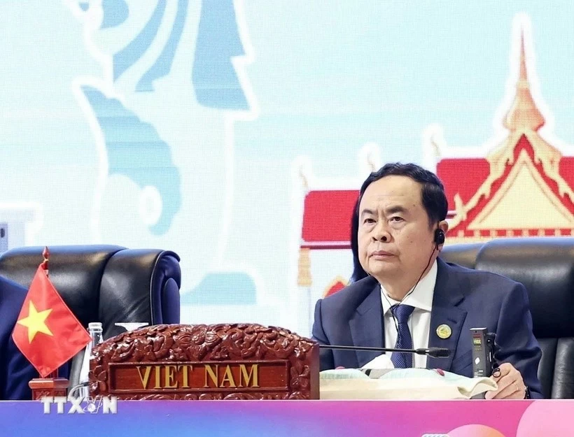 Chủ tịch Quốc hội Trần Thanh Mẫn phát biểu tại Phiên toàn thể thứ nhất AIPA-45. (Nguồn:TTXVN) Chủ tịch Quốc hội Trần Thanh Mẫn phát biểu tại Phiên toàn thể thứ nhất AIPA-45. (Nguồn:TTXVN)