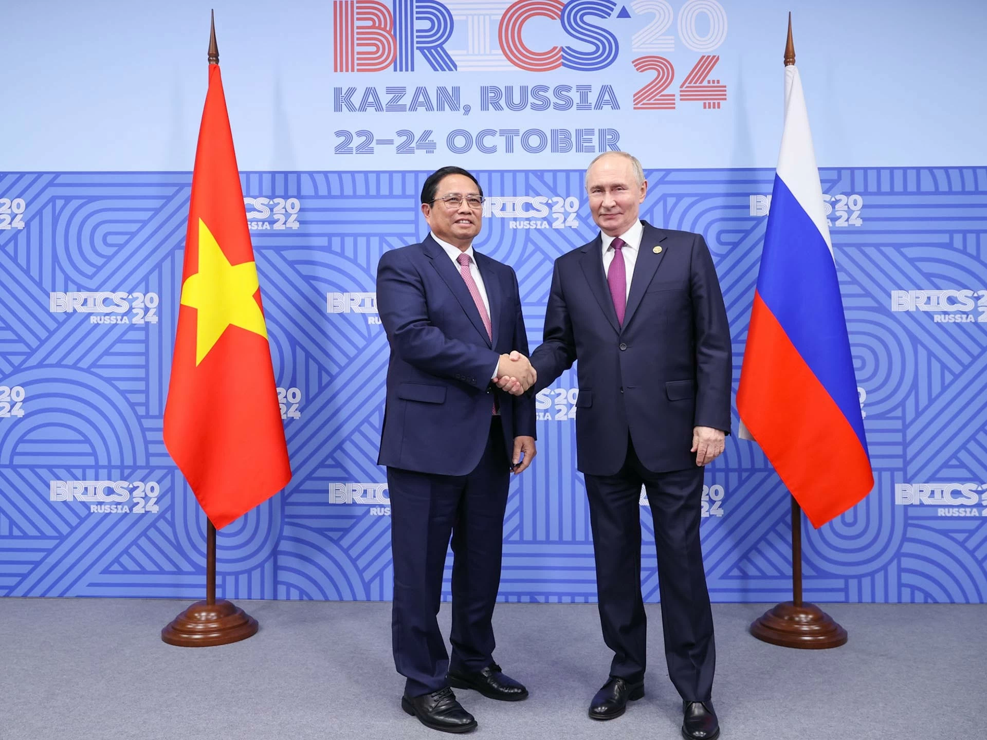 Thủ tướng Phạm Minh Chính và Tổng thống Liên bang Nga Vladimir Putin. (Nguồn: VGP) Thủ tướng Phạm Minh Chính và Tổng thống Liên bang Nga Vladimir Putin. (Nguồn: VGP)