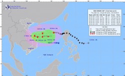 Dự báo: Ảnh hưởng do bão số 6, sáng 27/10, vùng đất liền ven biển Quảng Bình - Quảng Ngãi gió mạnh dần