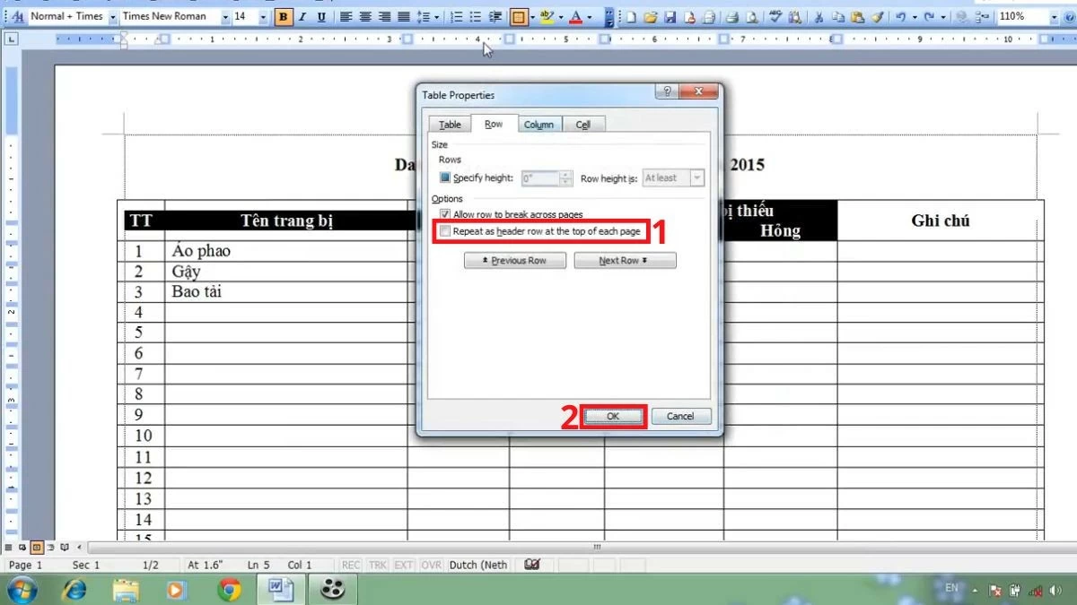 Cách lặp lại tiêu đề trong Word cho bảng biểu, in ấn siêu đơn giản Cách lặp lại tiêu đề trong Word cho bảng biểu, in ấn siêu đơn giản