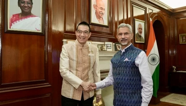 Ngoại trưởng Ấn Độ S. Jaishankar và người đồng cấp Thái Lan Maris Sangiampongsa tại thủ đô New Delhi ngày 2/11/2024. (Nguồn: PTI) Ngoại trưởng Ấn Độ S. Jaishankar và người đồng cấp Thái Lan Maris Sangiampongsa tại thủ đô New Delhi ngày 2/11/2024. (Nguồn: PTI)