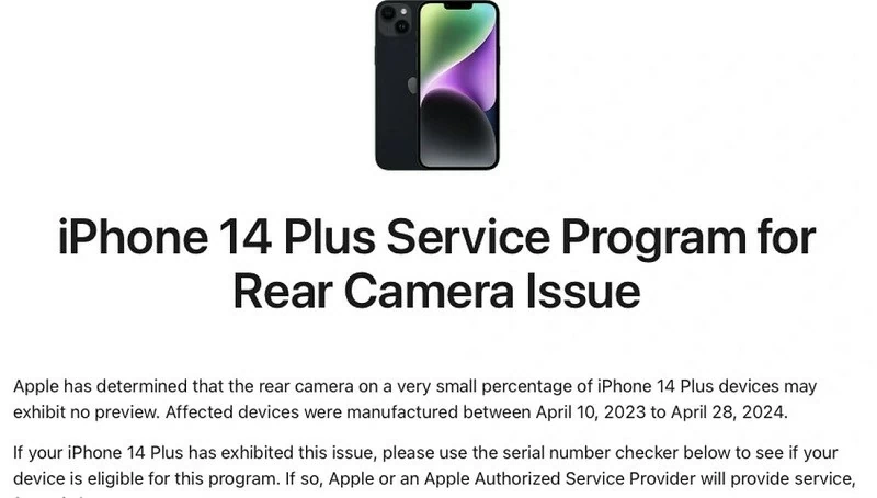 Apple ra mắt công cụ giúp người dùng tự kiểm tra số serial iPhone 14 Plus Apple ra mắt công cụ giúp người dùng tự kiểm tra số serial iPhone 14 Plus