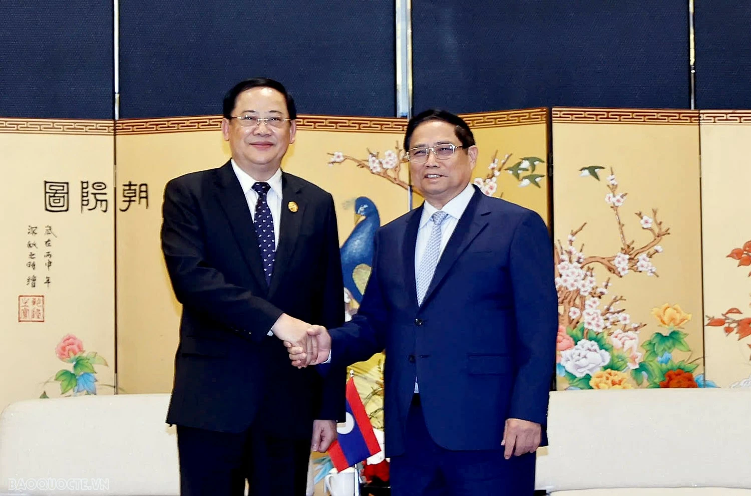 Thủ tướng Chính phủ Phạm Minh Chính gặp Thủ tướng Lào Sonexay Siphandone nhân dịp dự Hội nghị Hội nghị GMS 8, ACMECS 10 và CLMV 11 Thủ tướng Chính phủ Phạm Minh Chính gặp Thủ tướng Lào Sonexay Siphandone nhân dịp dự Hội nghị GMS 8, ACMECS 10 và CLMV 11