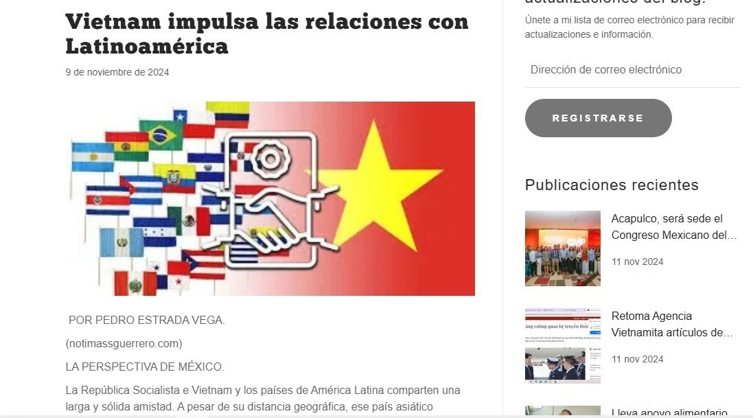 Báo Mexico đề cao mối quan hệ truyền thống của Việt Nam với các nước Mỹ Latinh Báo Mexico đề cao mối quan hệ truyền thống của Việt Nam với các nước Mỹ Latinh