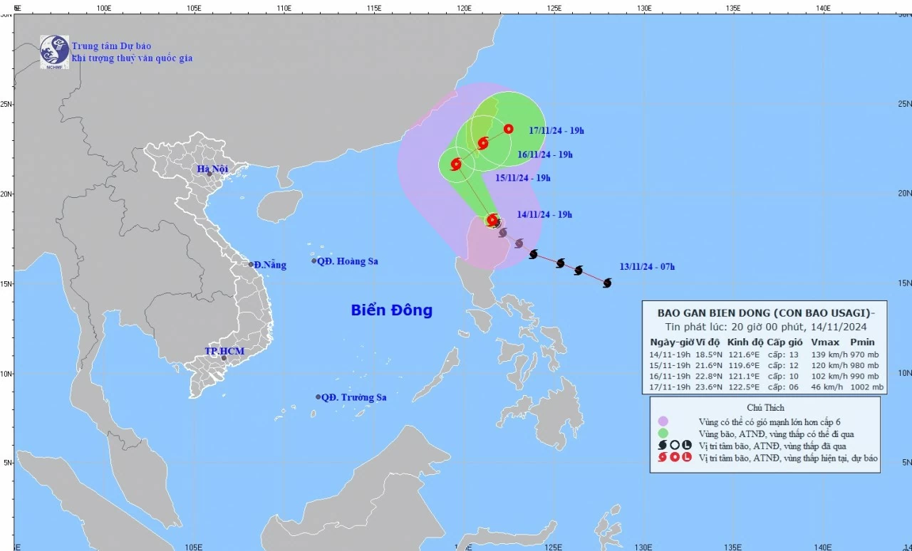 Tin bão gần Biển Đông: Bão Usagi trên vùng biển phía Bắc đảo Luzon, Philippines; sẽ đi vào phía Đông Bắc Biển Đông Tin bão gần Biển Đông: Bão Usagi trên vùng biển phía Bắc đảo Luzon, Philippines; sẽ đi vào phía Đông Bắc Biển Đông