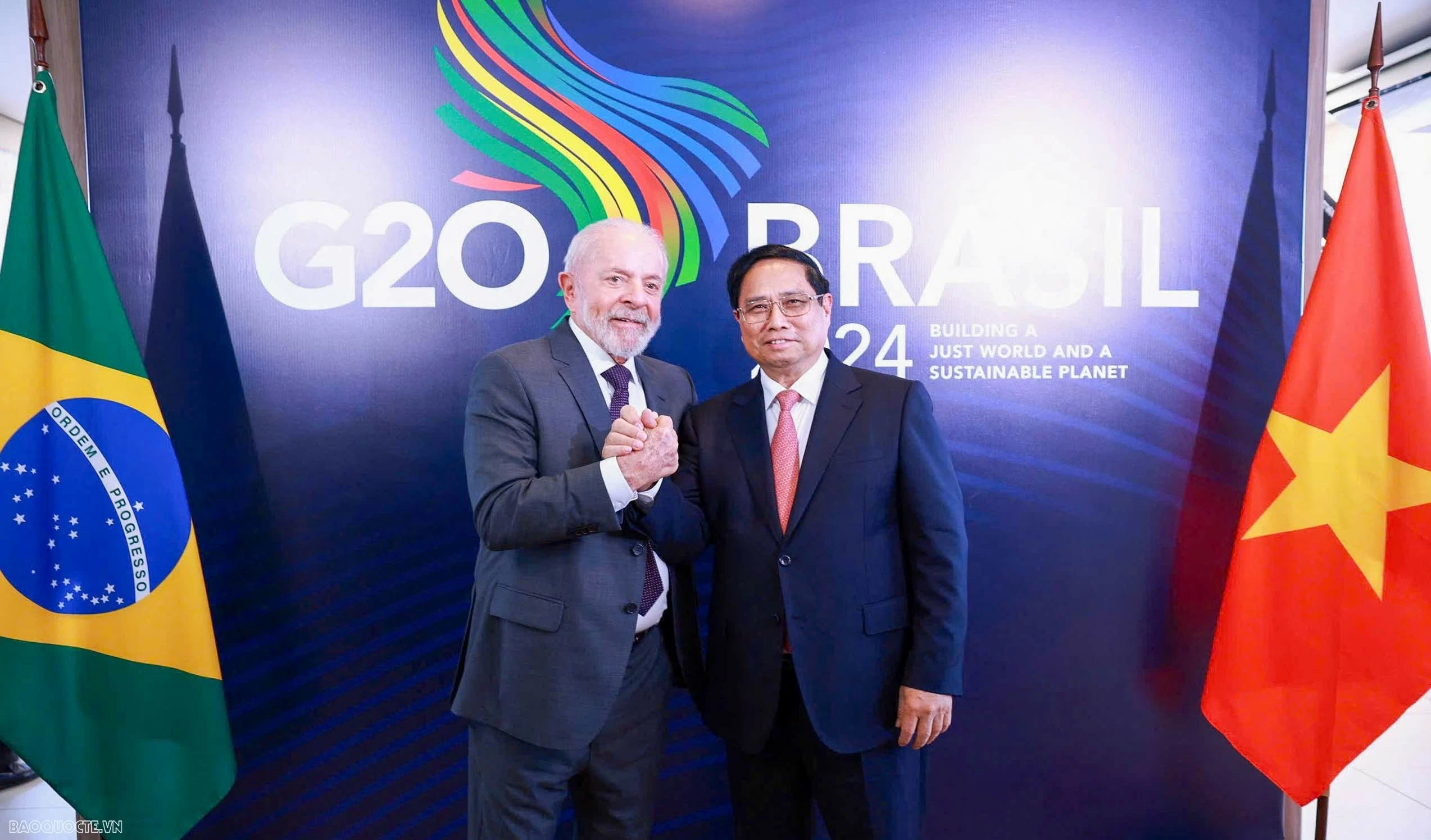 Thủ tướng Chính phủ Phạm Minh Chính và Tổng thống Brazil Luiz Inácio Lula da Silva trước hội đàm. (Ảnh: Dương Giang) Thủ tướng Chính phủ Phạm Minh Chính và Tổng thống Brazil Luiz Inácio Lula da Silva trước hội đàm. (Ảnh: Dương Giang)