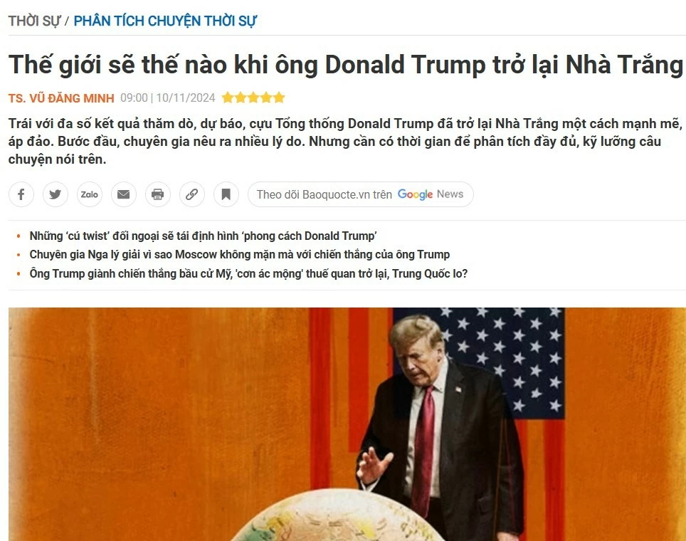 Một bài viết của TS. Vũ Đăng Minh trên Báo Thế giới và Việt Nam. (Ảnh chụp màn hình) Một bài viết của TS. Vũ Đăng Minh trên Báo Thế giới và Việt Nam. (Ảnh chụp màn hình)