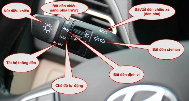 Công tắc điều khiển đèn thường nằm ở phía bên trái vô lăng, tài xế cần nắm được Công tắc điều khiển đèn thường nằm ở phía bên trái vô lăng, tài xế cần nắm được