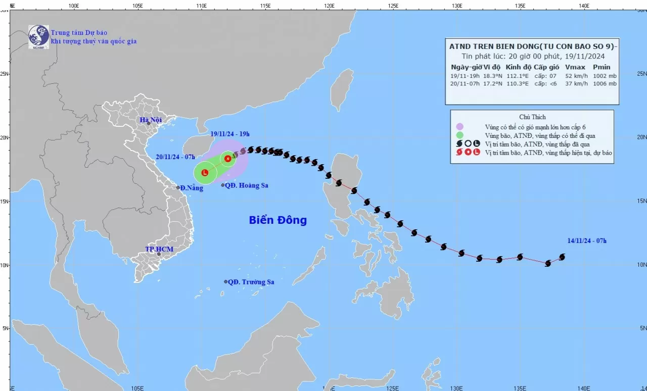 Tin áp thấp nhiệt đới: Trên vùng biển phía Tây khu vực Bắc Biển Đông Tin áp thấp nhiệt đới: Trên vùng biển phía Tây khu vực Bắc Biển Đông