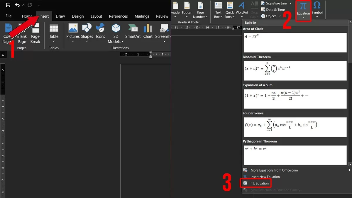 3 cách chèn công thức toán học trong Word nhanh chóng nhất 3 cách chèn công thức toán học trong Word nhanh chóng nhất
