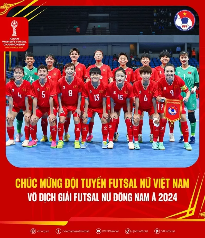 Đội tuyển futsal nữ Việt Nam vô địch giải futsal nữ Đông Nam Á 2024 Đội tuyển futsal nữ Việt Nam vô địch giải futsal nữ Đông Nam Á 2024