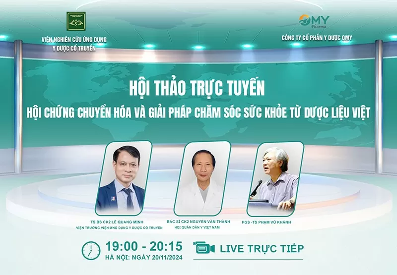 Hội thảo trực tuyến do Viện Nghiên cứu Ứng dụng Y dược Cổ truyền kết hợp Công ty Omy Pharma với sự tham gia của nhiều chuyên gia, bác sĩ trong ngành. Hội thảo trực tuyến do Viện Nghiên cứu Ứng dụng Y dược Cổ truyền kết hợp Công ty Omy Pharma với sự tham gia của nhiều chuyên gia, bác sĩ trong ngành.