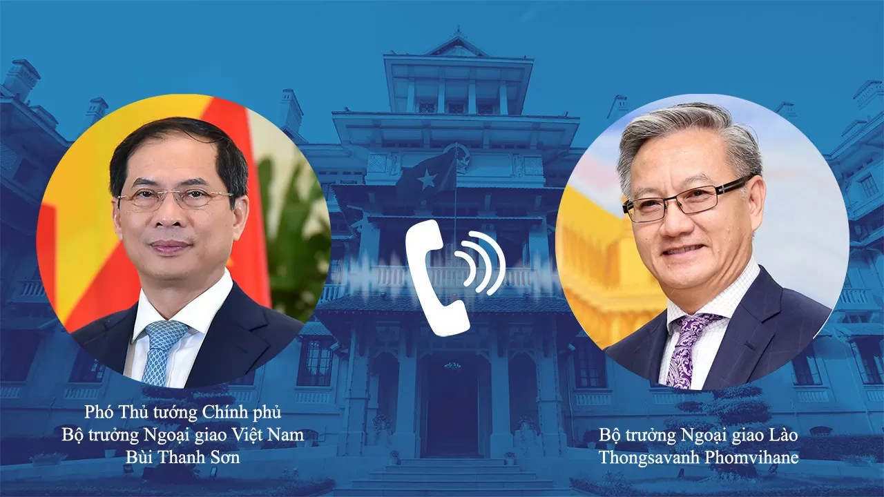 Phó Thủ tướng, Bộ trưởng Ngoại giao Bùi Thanh Sơn hội đàm trực tuyến với Bộ trưởng Ngoại giao Lào Thongsavanh Phomvihane Phó Thủ tướng, Bộ trưởng Ngoại giao Bùi Thanh Sơn hội đàm trực tuyến với Bộ trưởng Ngoại giao Lào Thongsavanh Phomvihane