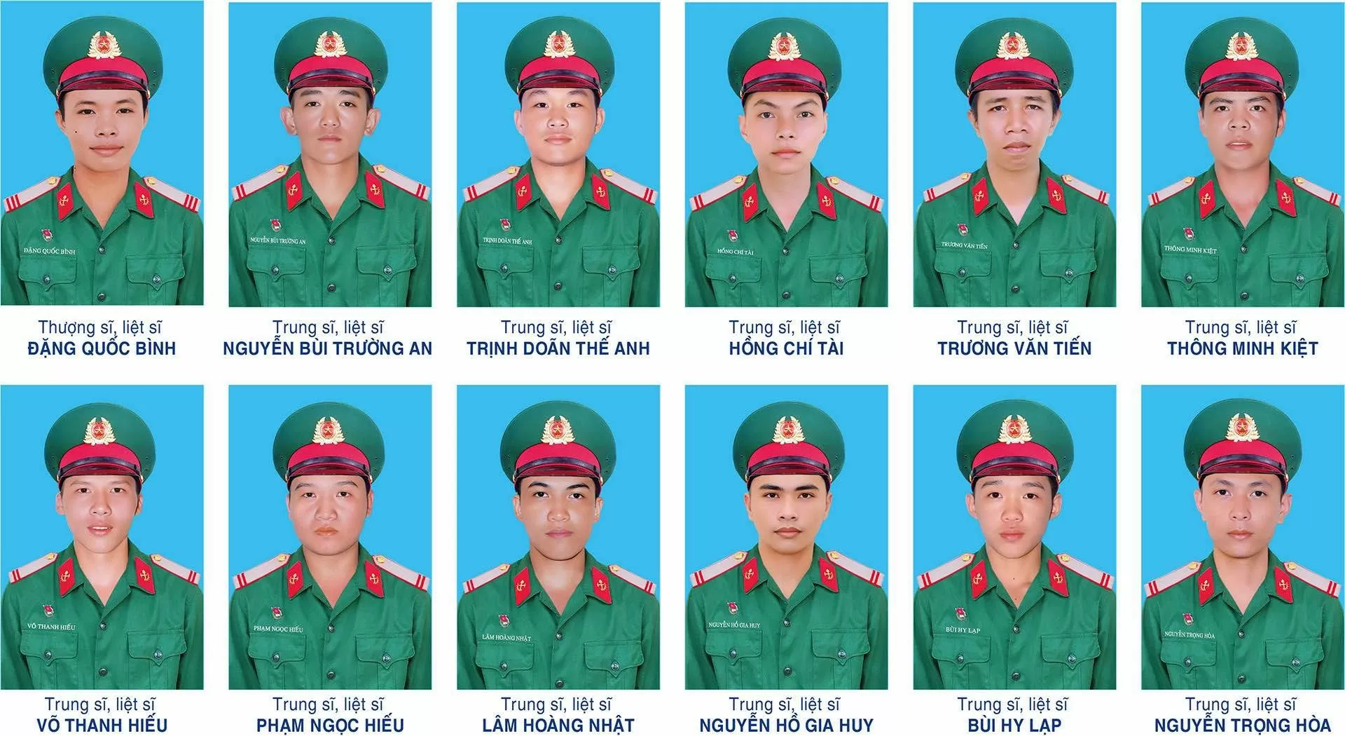 12 quân nhân hy sinh. Ảnh: Quân khu 7