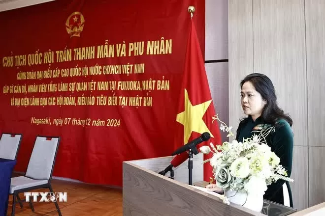 Tổng lãnh sự Việt Nam tại Fukuoka Vũ Chi Mai phát biểu. (Ảnh: Doãn Tấn/TTXVN) Tổng lãnh sự Việt Nam tại Fukuoka Vũ Chi Mai phát biểu. (Ảnh: Doãn Tấn/TTXVN)