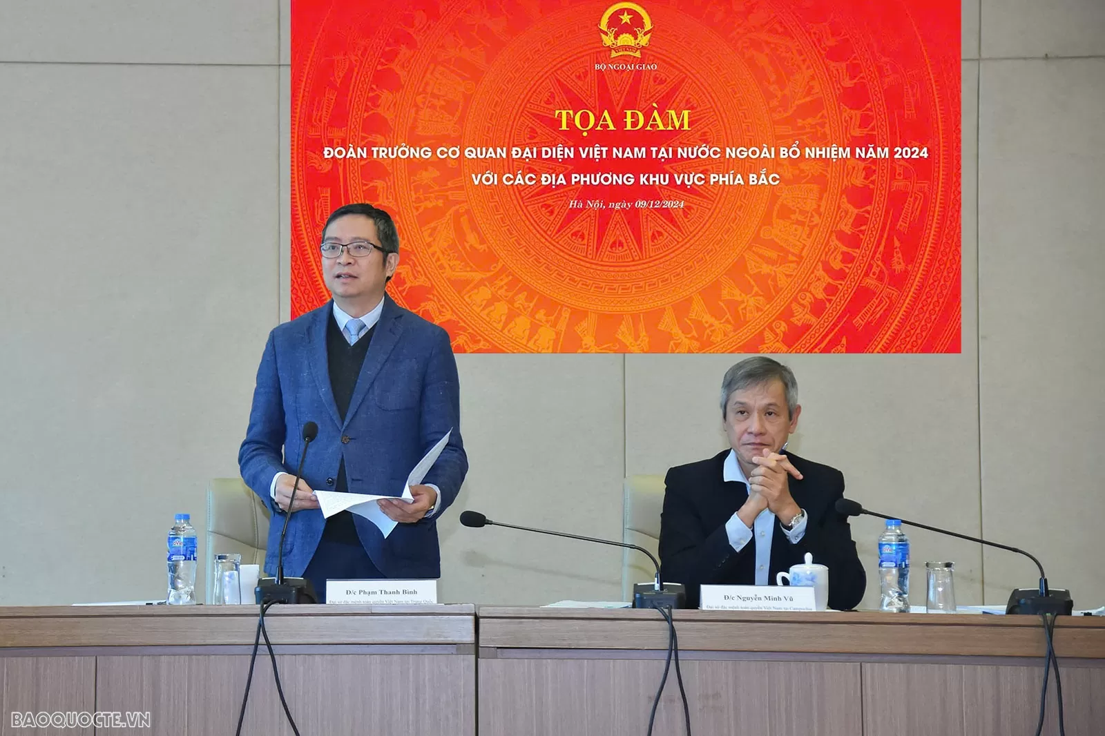 Thứ trưởng Ngoại giao Phạm Thanh Bình chủ trì Tọa đàm giữa Đoàn Trưởng Cơ quan đại diện Việt Nam ở nước ngoài bổ nhiệm bổ nhiệm năm 2024 với lãnh đạo tỉnh thành khu vực phía Bắc. (Ảnh: Anh Sơn) Thứ trưởng Ngoại giao Phạm Thanh Bình chủ trì Tọa đàm giữa Đoàn Trưởng Cơ quan đại diện Việt Nam ở nước ngoài bổ nhiệm bổ nhiệm năm 2024 với lãnh đạo tỉnh thành khu vực phía Bắc. (Ảnh: Anh Sơn)