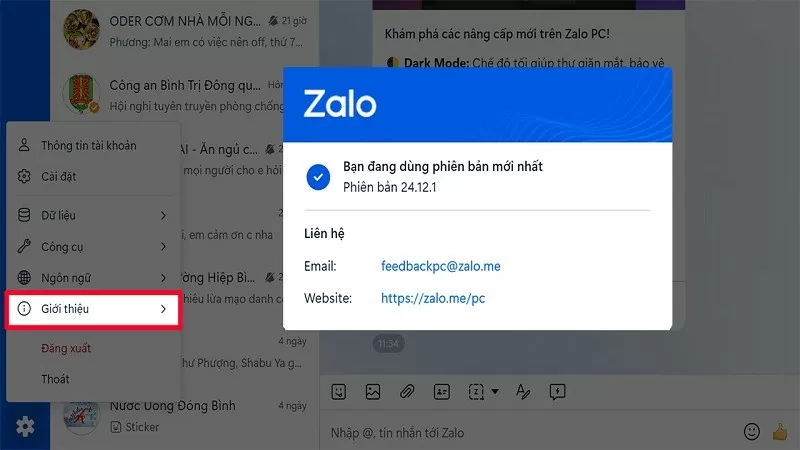 Bật chế độ tối trên Zalo máy tính với vài thao tác đơn giản Bật chế độ tối trên Zalo máy tính với vài thao tác đơn giản