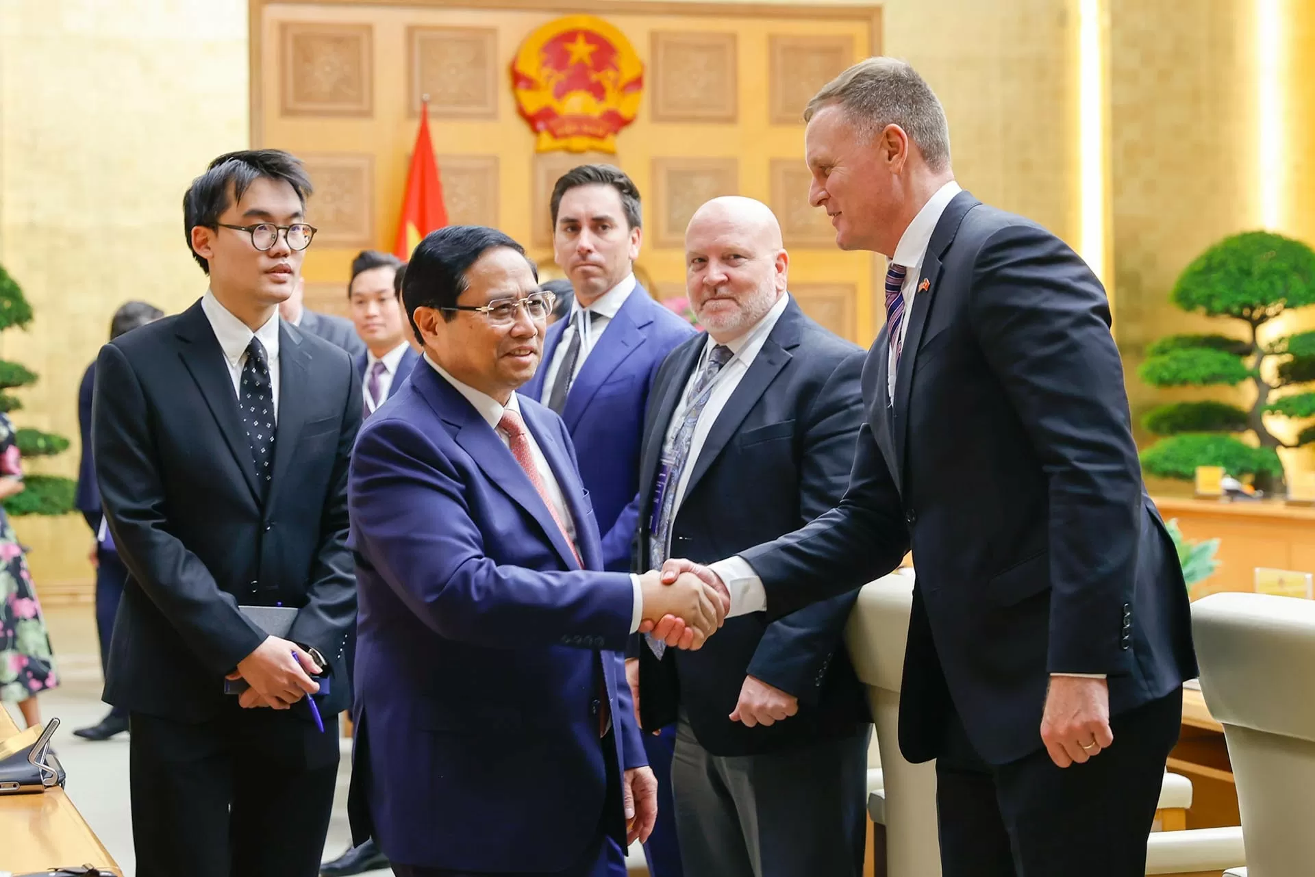 Thủ tướng tiếp đoàn doanh nghiệp hàng không vũ trụ, quốc phòng, an ninh của Hoa Kỳ Thủ tướng tiếp đoàn doanh nghiệp hàng không vũ trụ, quốc phòng, an ninh của Hoa Kỳ