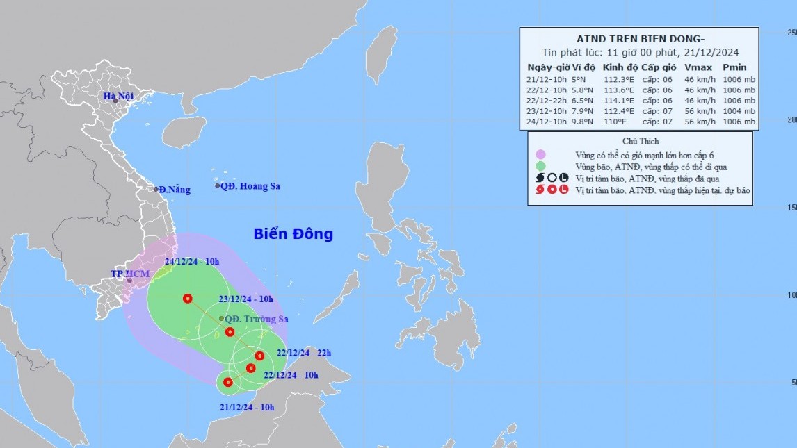 du bao ap thap nhiet doi tren vu ng bie n phia nam khu vuc nam bie n dong gio giat cap 8 song cao 3 5m