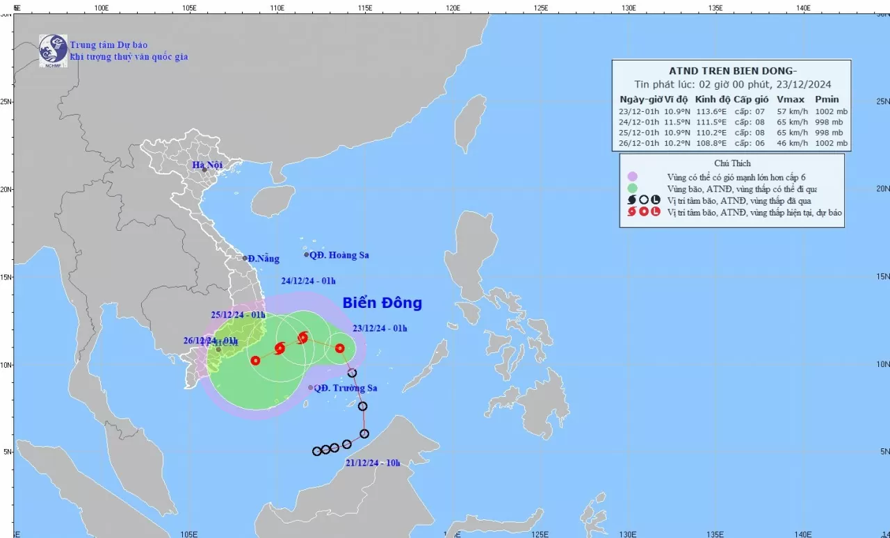 Dự báo áp thấp nhiệt đới: Trên khu vực quần đảo Trường Sa, có khả năng sẽ mạnh thành bão Dự báo áp thấp nhiệt đới: Trên khu vực quần đảo Trường Sa, có khả năng sẽ mạnh thành bão