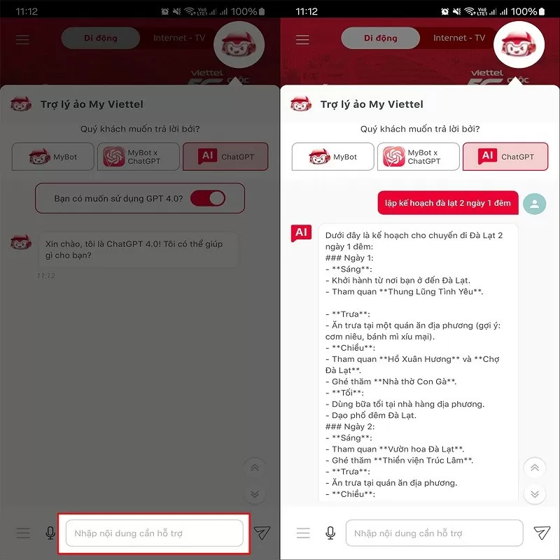 Sử dụng ChatGPT 4.0 miễn phí trên My Viettel đơn giản, tiện lợi Sử dụng ChatGPT 4.0 miễn phí trên My Viettel đơn giản, tiện lợi
