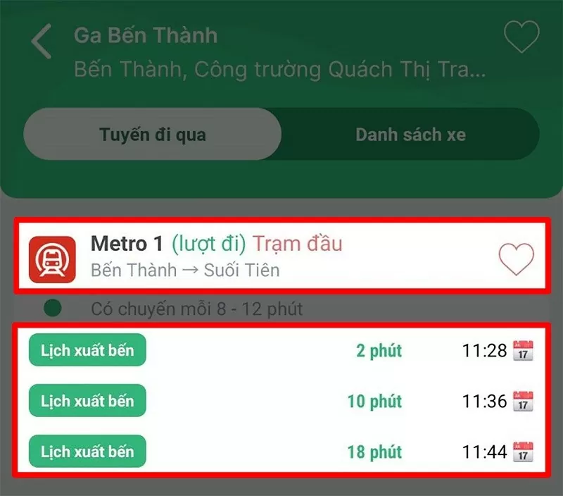 Cách tra cứu lộ trình tuyến Metro số 1 Bến Thành - Suối Tiên nhanh nhất Cách tra cứu lộ trình tuyến Metro số 1 Bến Thành - Suối Tiên nhanh nhất