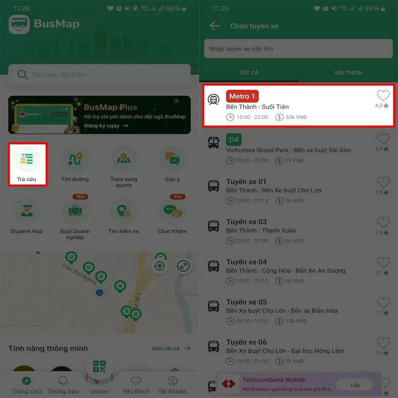 Cách tra cứu lộ trình tuyến Metro số 1 Bến Thành - Suối Tiên nhanh nhất Cách tra cứu lộ trình tuyến Metro số 1 Bến Thành - Suối Tiên nhanh nhất
