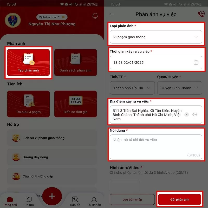 Gửi phản ánh vi phạm giao thông bằng VNeTraffic đơn giản, nhanh chóng Gửi phản ánh vi phạm giao thông bằng VNeTraffic đơn giản, nhanh chóng