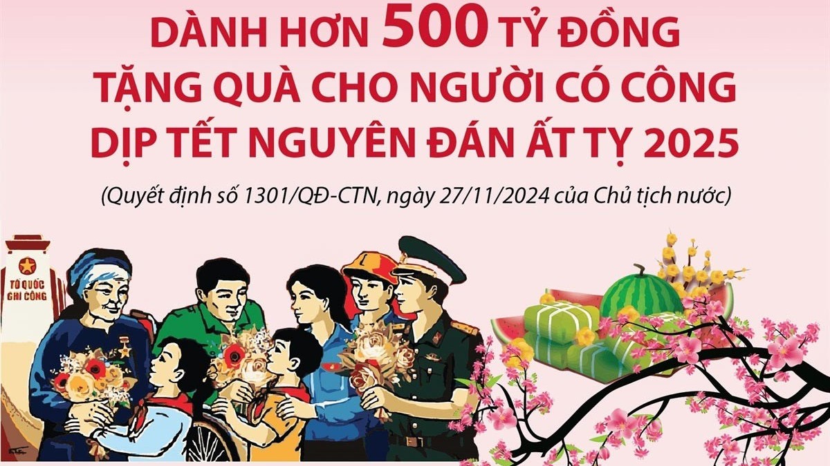 Dành hơn 500 tỷ đồng tặng quà cho người có công dịp Tết Nguyên đán Ất Tỵ 2025