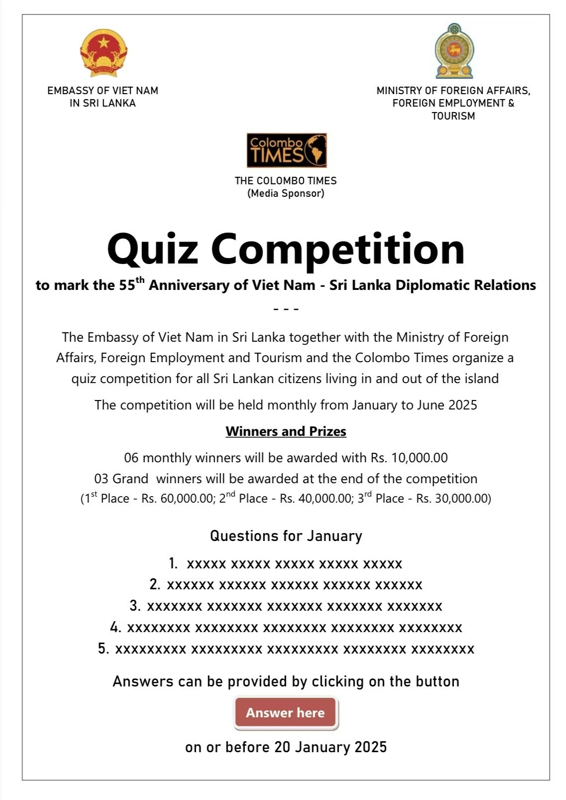Phát động cuộc thi tìm hiểu và thiết kế logo về quan hệ Việt Nam-Sri Lanka Phát động cuộc thi tìm hiểu và thiết kế logo về quan hệ Việt Nam-Sri Lanka