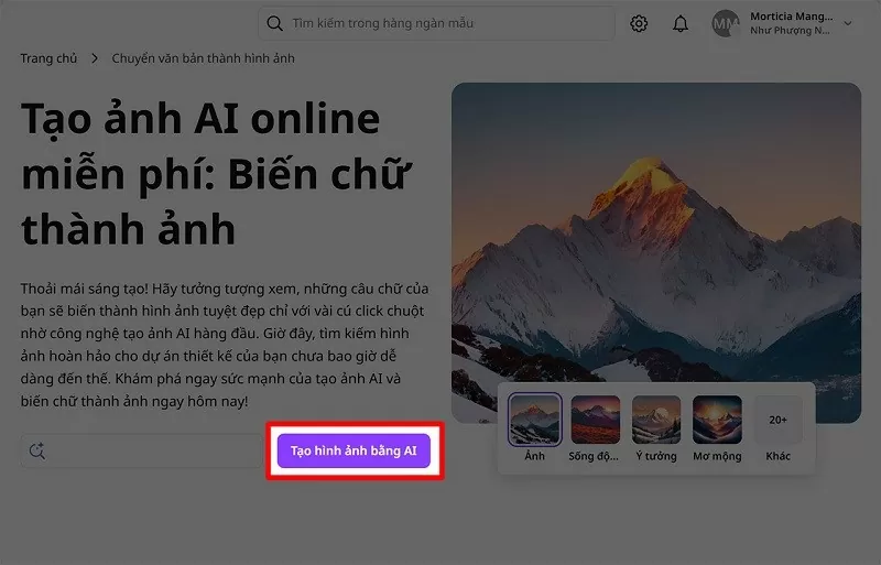 Cách tạo ảnh từ văn bản bằng Canva AI với vài thao tác đơn giản Cách tạo ảnh từ văn bản bằng Canva AI với vài thao tác đơn giản