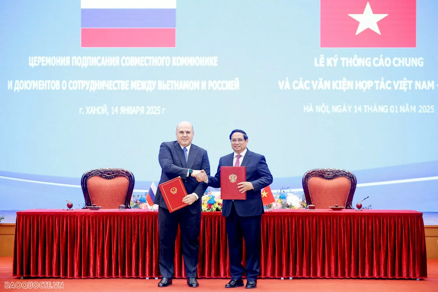 Thủ tướng Phạm Minh Chính và Thủ tướng Mikhail Mishustin ký Thông cáo chung về kết quả chuyến thăm chính thức Việt Nam của Thủ tướng Chính phủ Nga
