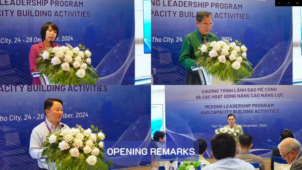Các đại biểu phát biểu khai mạc Chương trình Lãnh đạo Mekong tại Việt Nam.