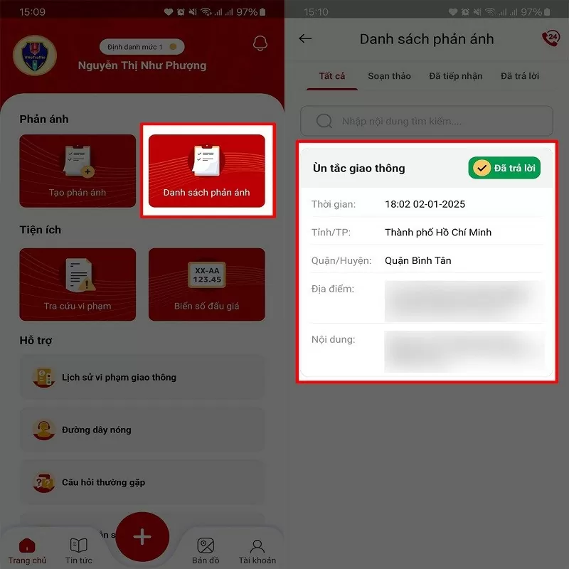 Xem danh sách phản ánh vi phạm giao thông đã gửi trên VneTraffic nhanh chóng Xem danh sách phản ánh vi phạm giao thông đã gửi trên VneTraffic nhanh chóng