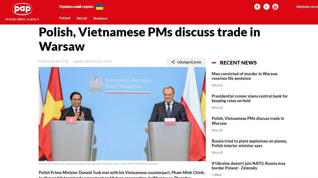 truyen thong ba lan dua tin dam net ve chuyen tham lich su cua thu tuong pham minh chinh