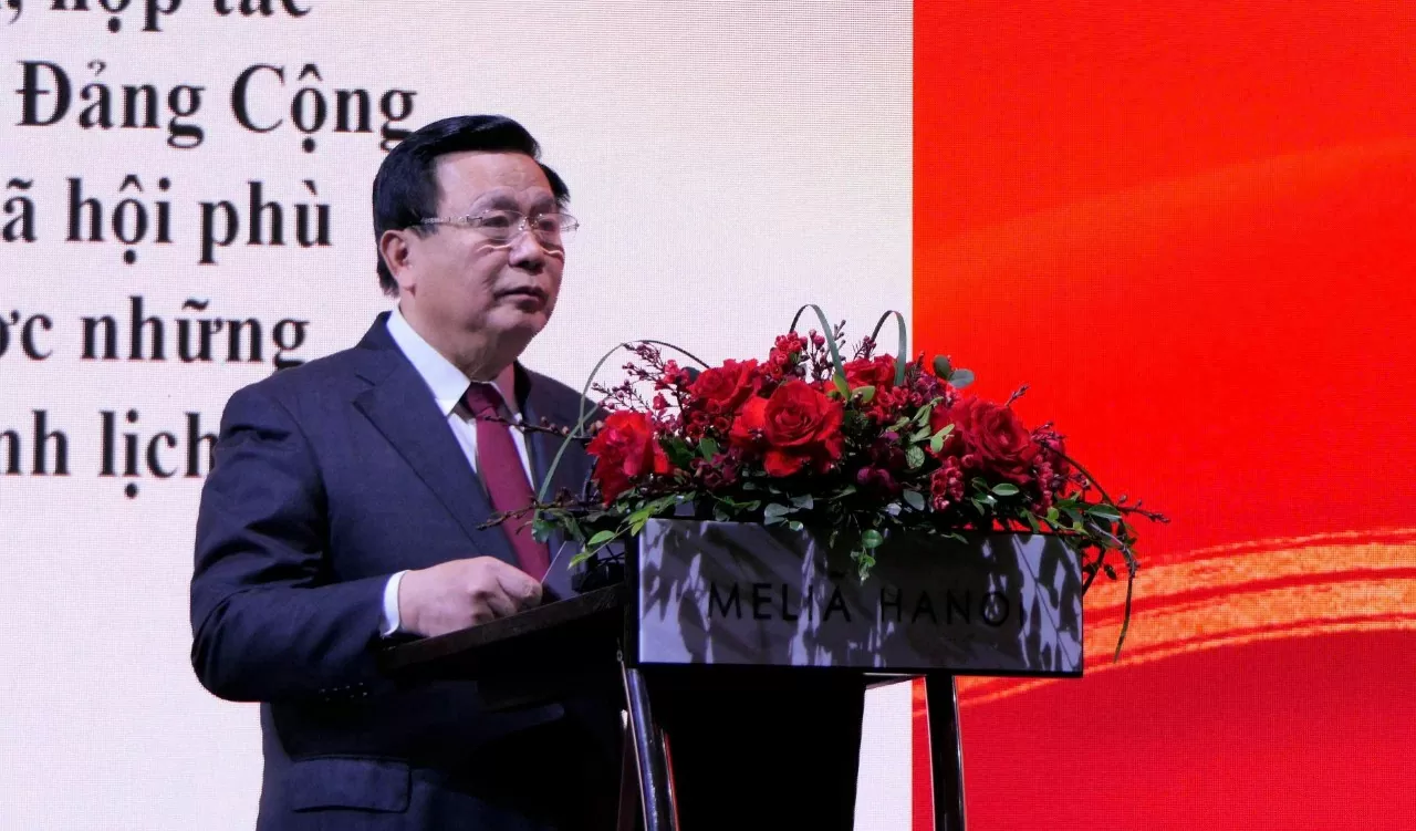 Ủy viên Bộ Chính trị, Giám đốc Học viện Chính trị quốc gia Hồ Chí Minh, Chủ tịch Hội đồng Lý luận Trung ương Nguyễn Xuân Thắng đã gửi lời chúc mừng năm mới 2025 và Tết cổ truyền Ất Tỵ tới nhân dân hai nước Việt Nam-Trung Quốc. (Ảnh: Thành Long)