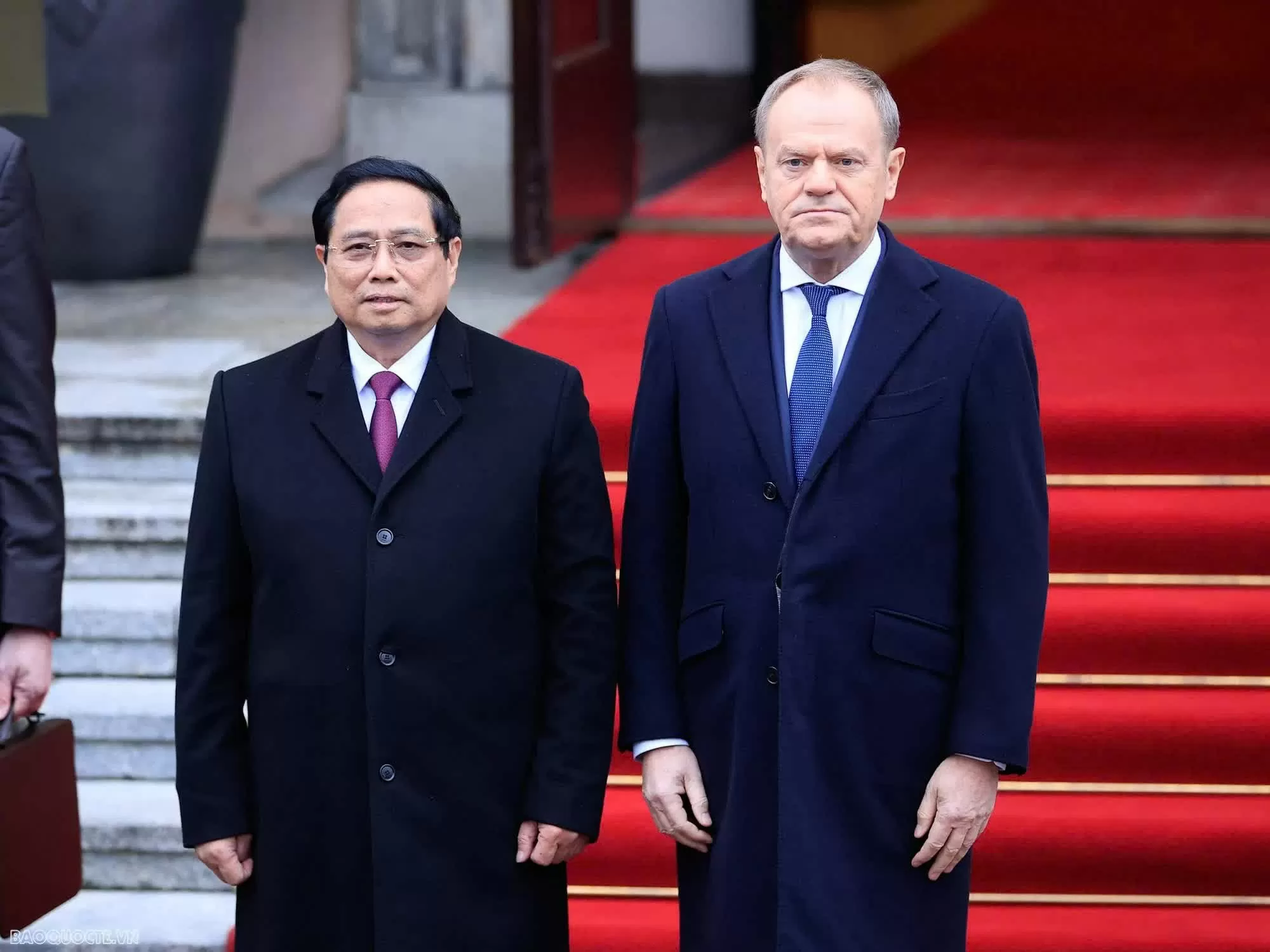 Thủ tướng Donald Tusk chủ trì lễ đón chính thức Thủ tướng Phạm Minh Chính tại thủ đô Warsaw. (Ảnh: Nhật Bắc) Thủ tướng Donald Tusk chủ trì lễ đón chính thức Thủ tướng Phạm Minh Chính tại thủ đô Warsaw. (Ảnh: Nhật Bắc)