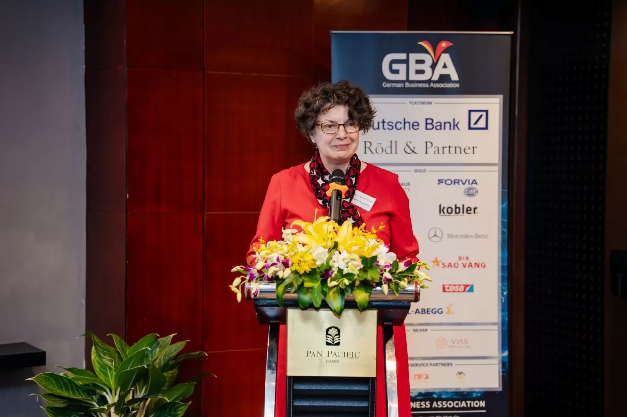 German Ambassador to Vietnam Helga Margarete Barth speaks at the event. (Photo: GBA)