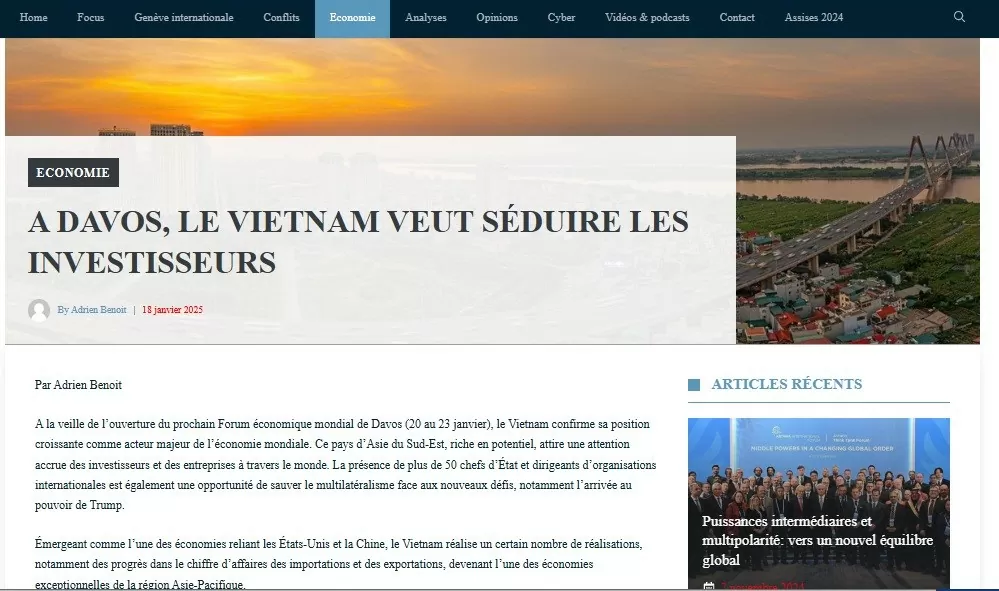Truyền thông Thụy Sỹ đánh giá sức hút của môi trường đầu tư tại Việt Nam Truyền thông Thụy Sỹ đánh giá sức hút của môi trường đầu tư tại Việt Nam