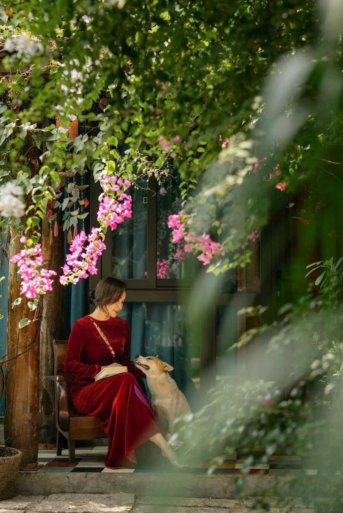 Đắm mình trong khu vườn yên tĩnh.