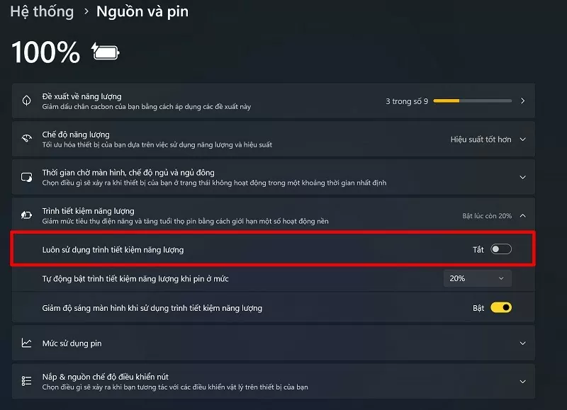 Mách bạn cách bật tiết kiệm pin trên Windows 11 giúp kéo dài thời gian sử dụng Mách bạn cách bật tiết kiệm pin trên Windows 11 giúp kéo dài thời gian sử dụng