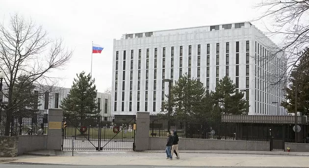 Trụ sở Đại sứ quán Nga tại Washington DC, Mỹ. (Nguồn: AFP/Getty Images) Trụ sở Đại sứ quán Nga tại Washington DC, Mỹ. (Nguồn: AFP/Getty Images)