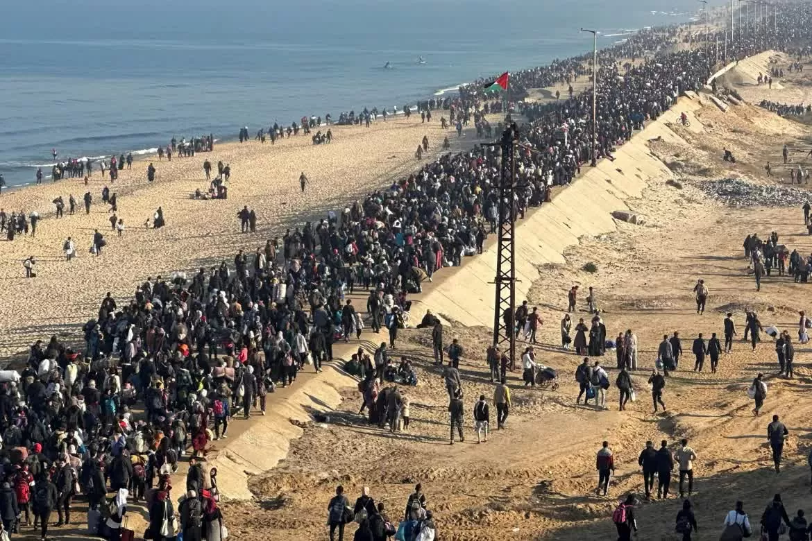 Hàng chục nghìn người Palestine háo hức trở về nhà ở phía Bắc Dải Gaza