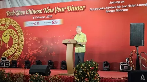 Bộ trưởng cấp cao Singapore Lý Hiển Long phát biểu tại buổi tiệc mừng Tết Nguyên đán ở Câu lạc bộ Cộng đồng Teck Ghee ngày 8/2/2025. (Nguồn: CNA) Bộ trưởng cấp cao Singapore Lý Hiển Long phát biểu tại buổi tiệc mừng Tết Nguyên đán ở Câu lạc bộ Cộng đồng Teck Ghee ngày 8/2/2025. (Nguồn: CNA)