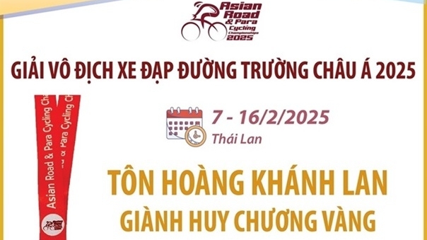 VĐV Tôn Hoàng Khánh Lan giành huy chương vàng giải vô địch xe đạp đường trường châu Á 2025