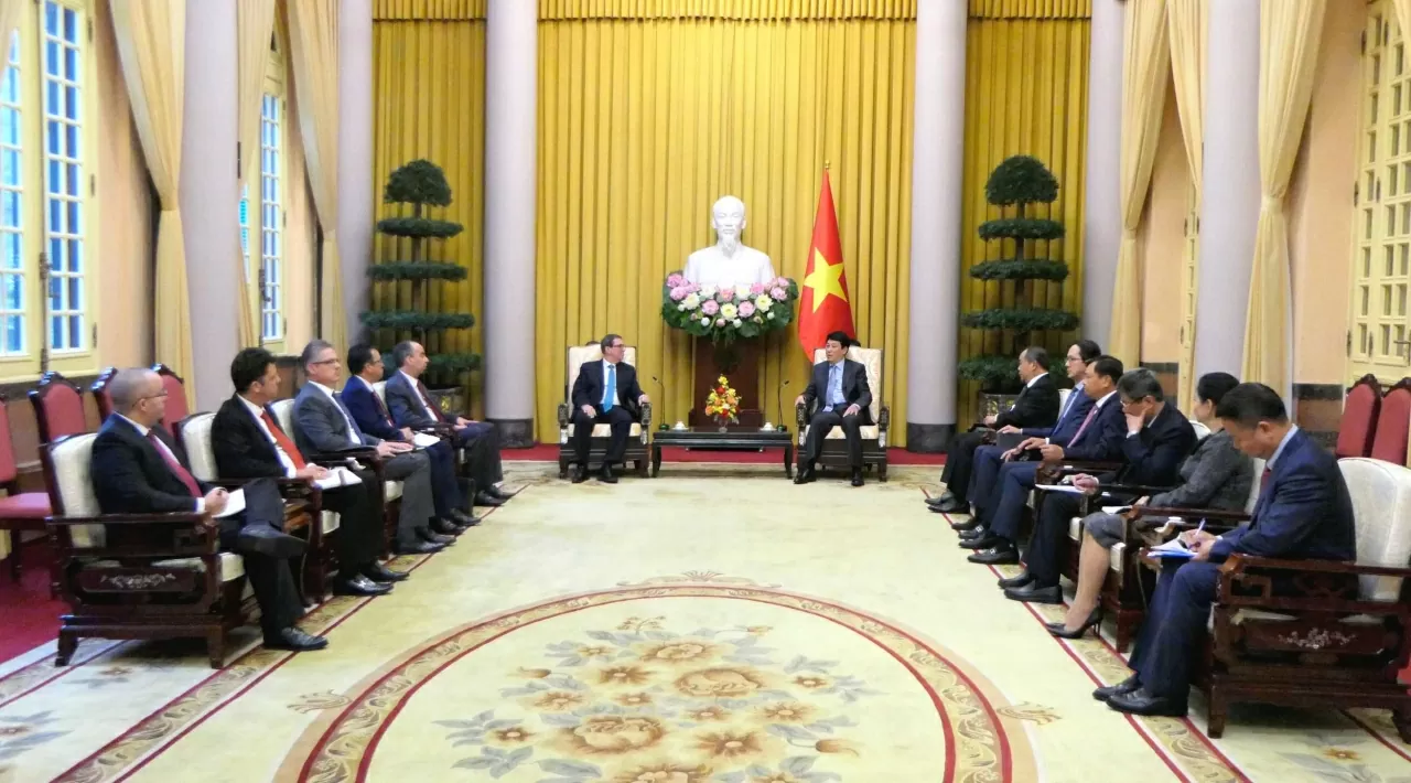 Chủ tịch nước Lương Cường đã tiếp Bộ trưởng Ngoại giao Cuba Bruno Rodríguez Parrilla. (Ảnh: Thành Long)