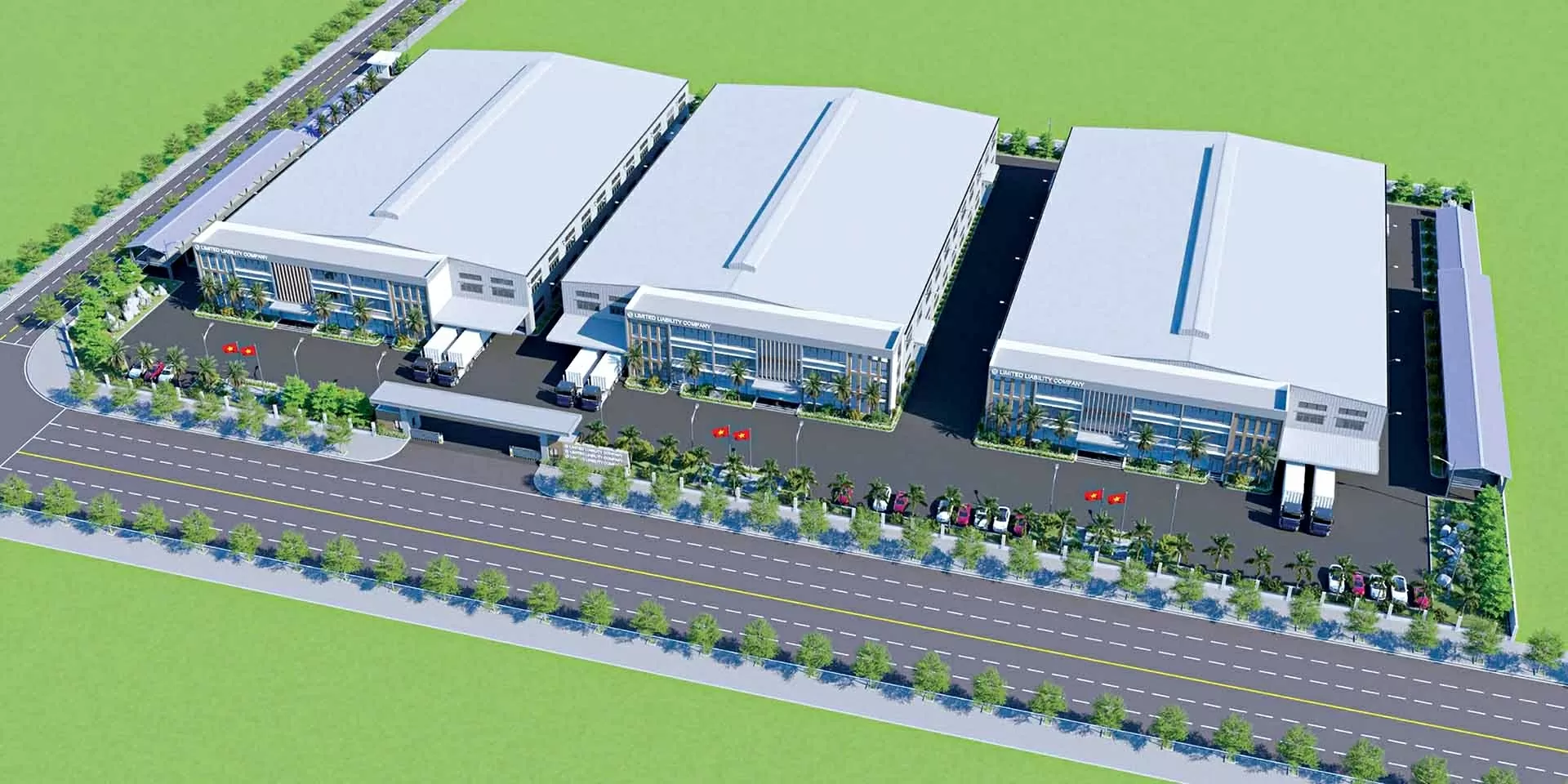 Mô hình thiết kế nhà xưởng tại KCN Phúc Điền mở rộng. (Nguồn: Công ty CP Đầu tư Trung Quý -  Bắc Ninh)