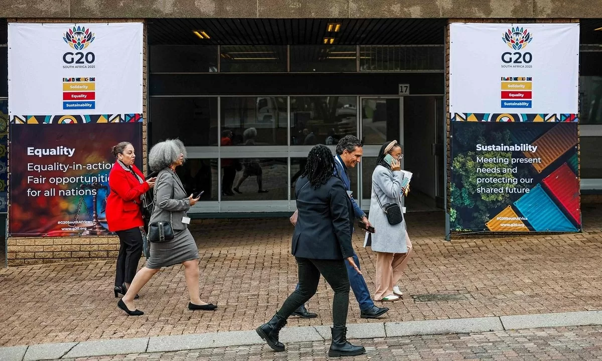 Hội nghị Bộ trưởng Ngoại giao G20 diễn ra tại Trung tâm triển lãm Nasrec tại Johannesburg ngàu 20/2/2025. (Nguồn: VCG) Hội nghị Bộ trưởng Ngoại giao G20 diễn ra tại Trung tâm triển lãm Nasrec tại Johannesburg ngàu 20/2/2025. (Nguồn: VCG)