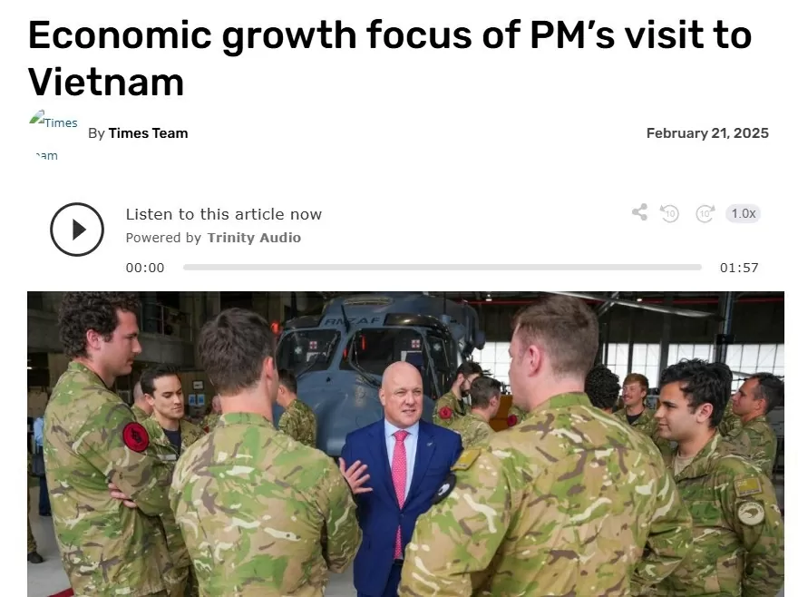 Trọng tâm kinh tế trong chuyến thăm của Thủ tướng New Zealand tới Việt Nam. (Ảnh chụp màn hình) Trọng tâm kinh tế trong chuyến thăm của Thủ tướng New Zealand tới Việt Nam. (Ảnh chụp màn hình)